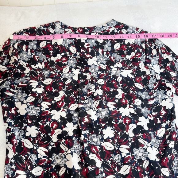 Veronica Beard Goldie Pintuck Tux Floral Silk Blouse In Multicolor Sz 4 Classic - Picture 13 of 13